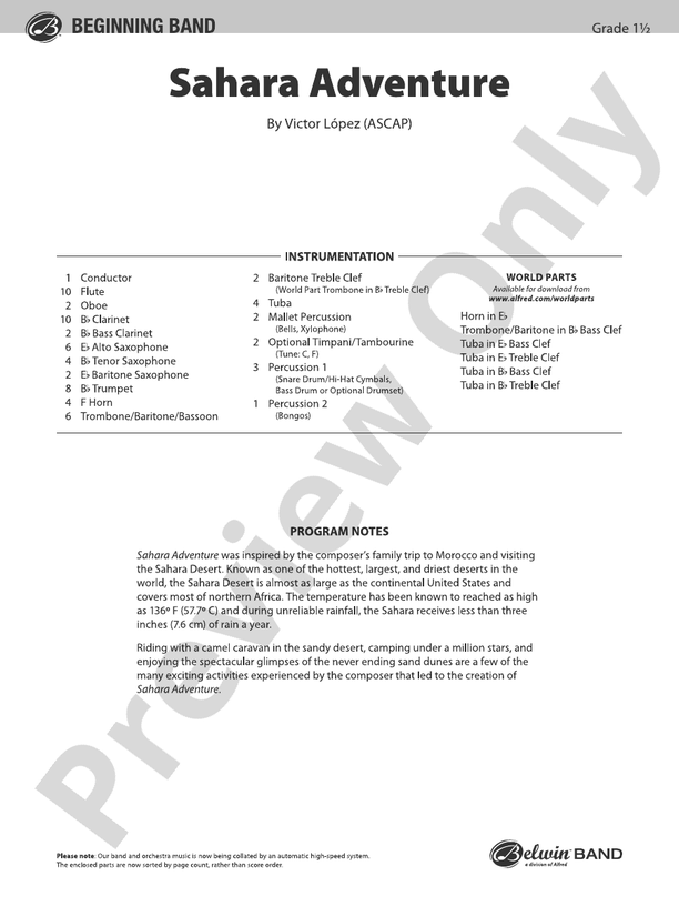 Sahara Adventure - Concert Band Conductor Score & Parts (Digital Download)