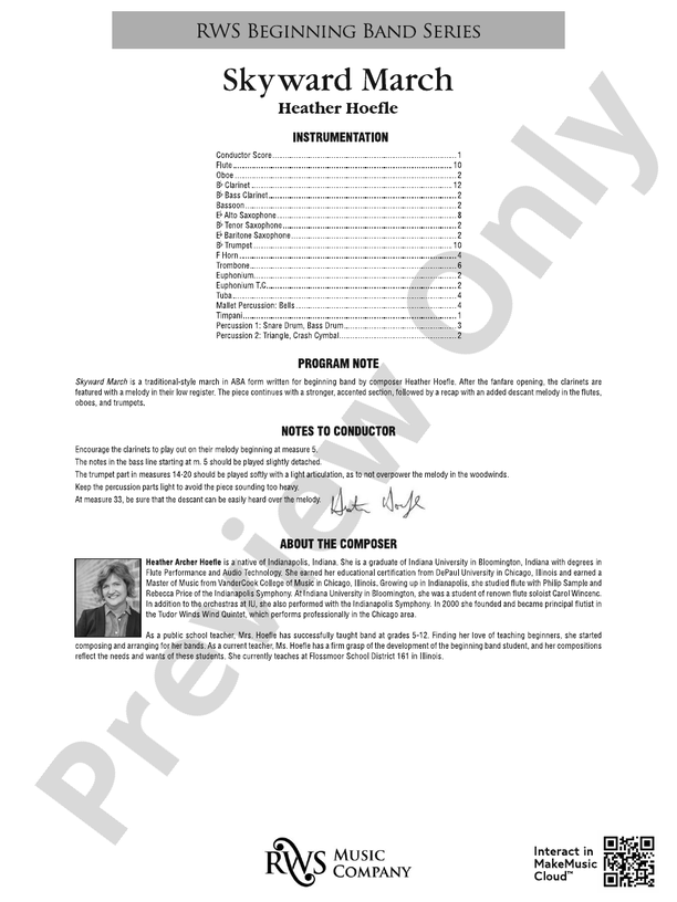 Skyward March - Concert Band Conductor Score & Parts(Digital Download)