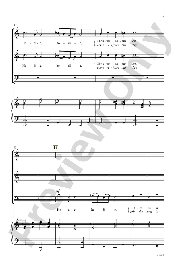 Hodie – 3-Part Mixed Choral Octavo (Digital Download)
