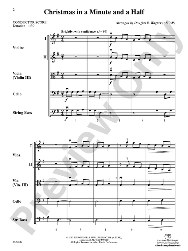 Christmas in a Minute and a Half - String Orchestra Conductor Score & Parts (Digital Download)