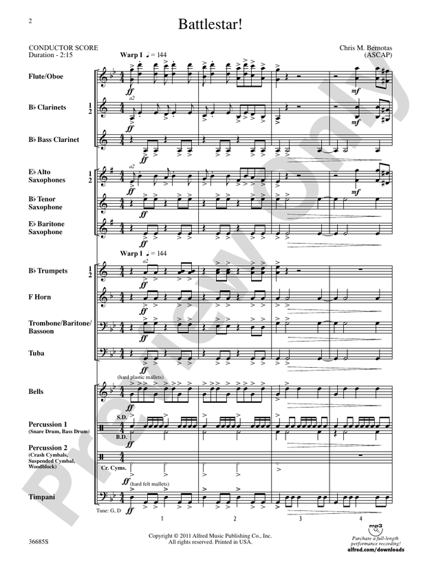 Battlestar! - Concert Band Conductor Score & Parts (Digital Download)