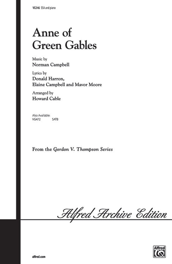 Anne of Green Gables - SSA Choral Octavo (Digital Download)