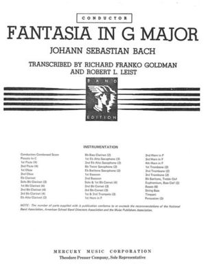 Fantasia G Arr Goldman Leist Cb Sc/Pts -