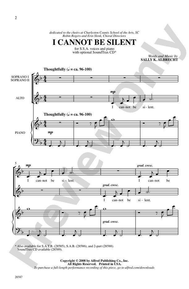 I Cannot Be Silent – SSA Choral Octavo (Digital Download)