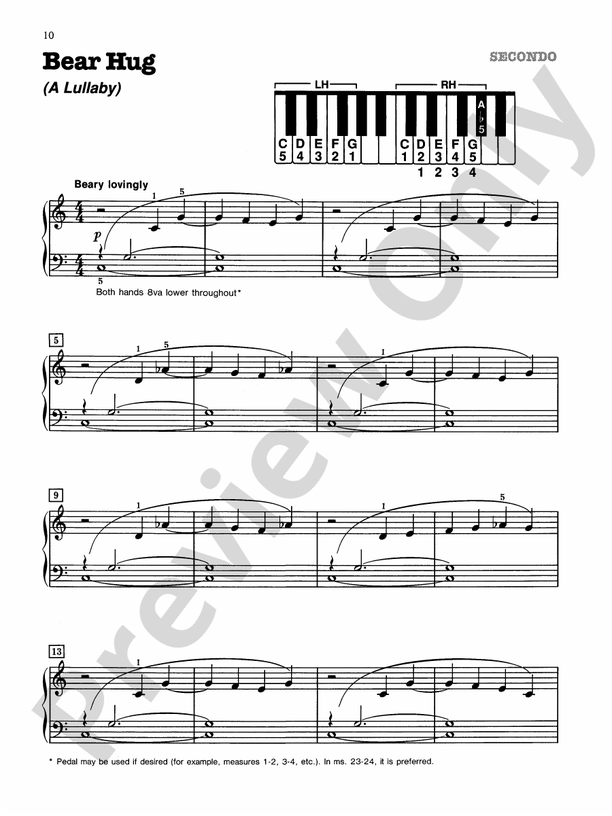 Bear Hug (A Lullaby) - 1 Piano, 4 Hands (Digital Download)