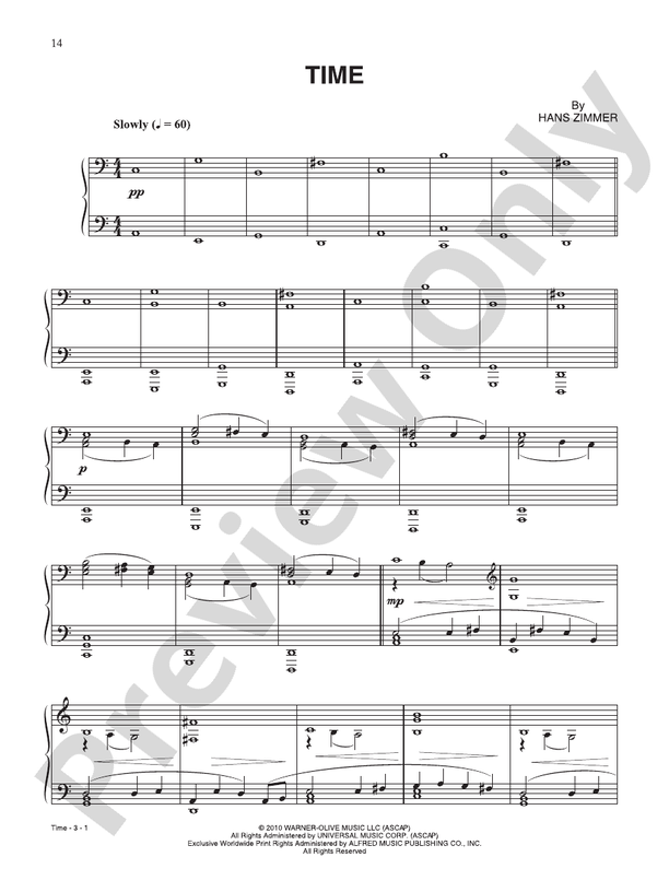 Time (from "Inception") - Piano (Digital Download)