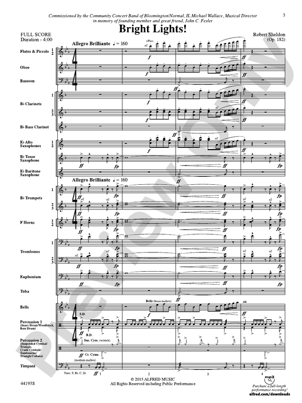 Bright Lights! - Concert Band Conductor Score & Parts (Digital Download)