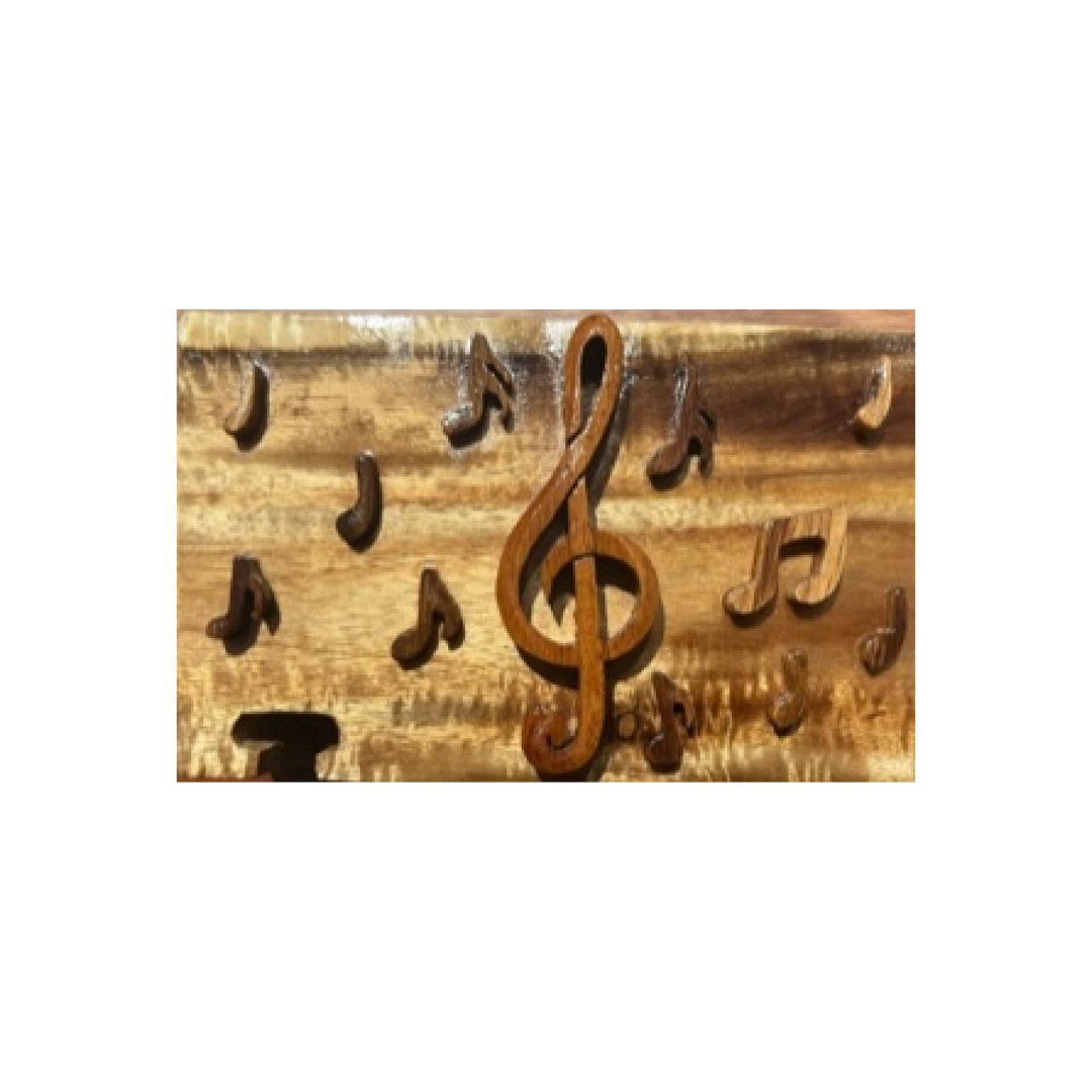 Secrets box with a treble clef & notes.