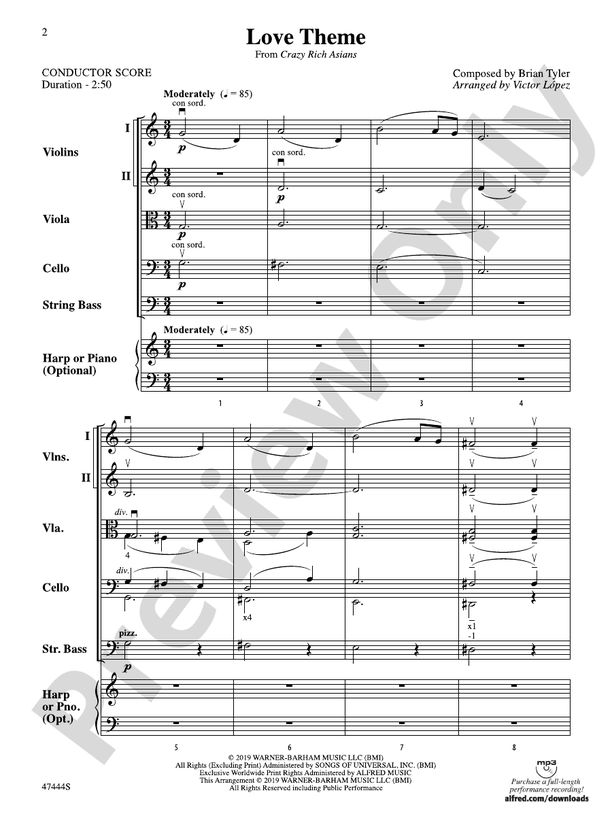 Love Theme - String Orchestra Conductor Score & Parts (Digital Download)