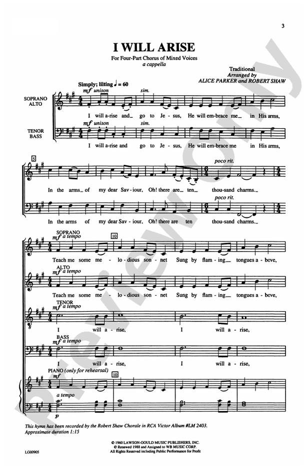 I Will Arise - SATB Choral Octavo (Digital Download)