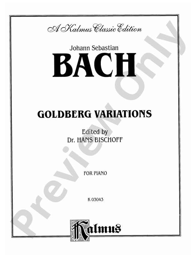 Bach - Goldberg Variations - Piano Solo (Digital Download)
