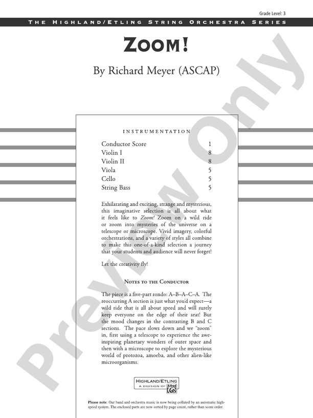 Zoom! - String Orchestra Conductor Score & Parts (Digital Download)