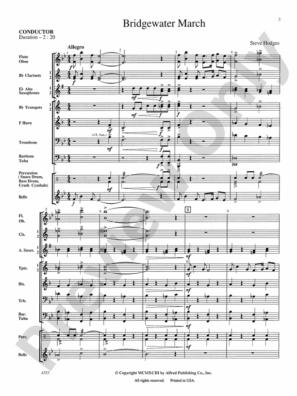 Bridgewater March - Concert Band Conductor Score & Parts (Digital Download)