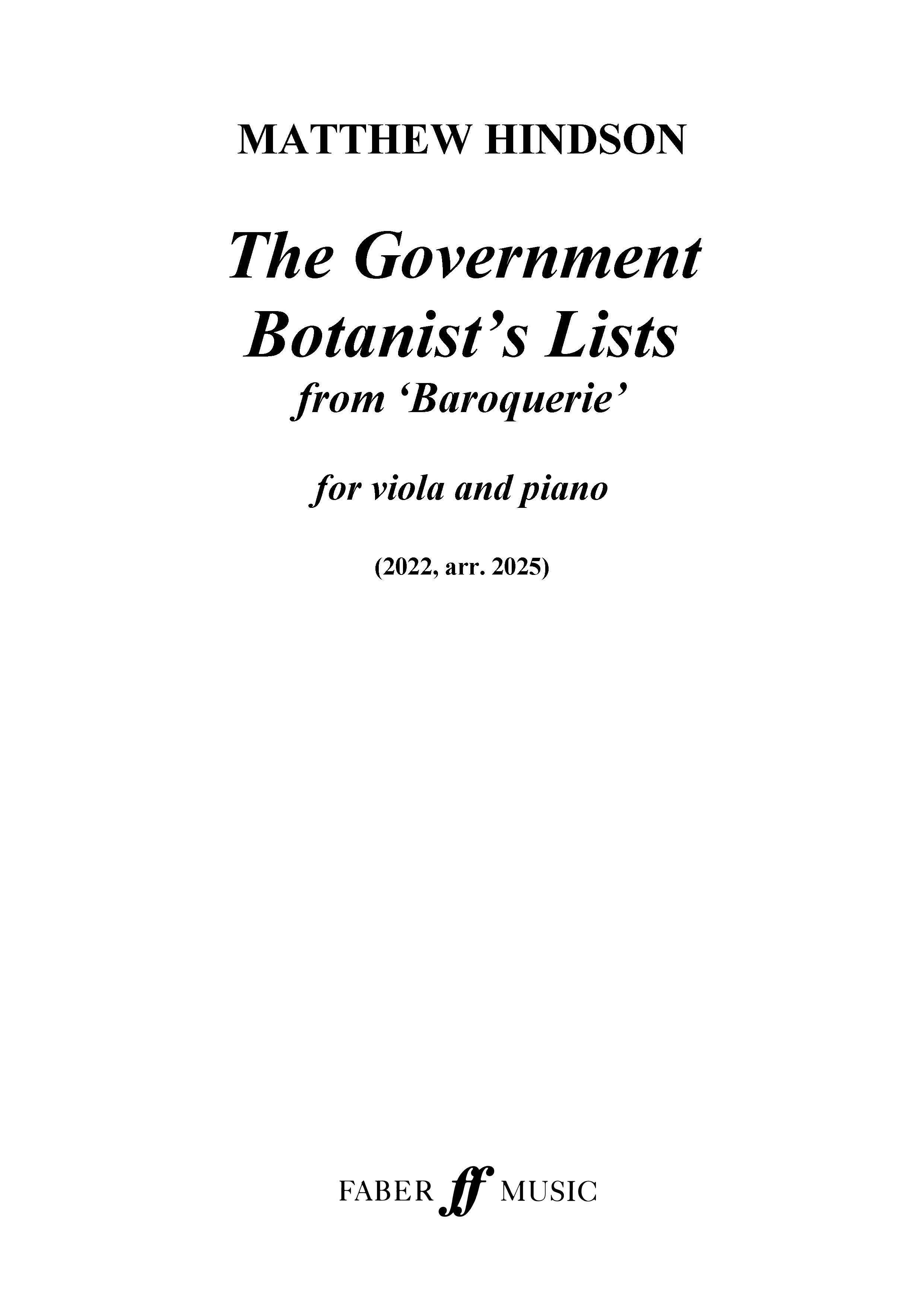The Government Botanist's Lists (from 'Baroquerie') - Viola/Piano Accompaniment (Digital Download)