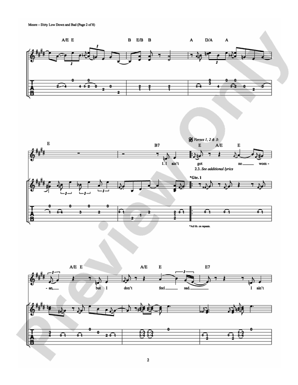 Dirty Low Down and Bad - Guitar TAB (Digital Download)