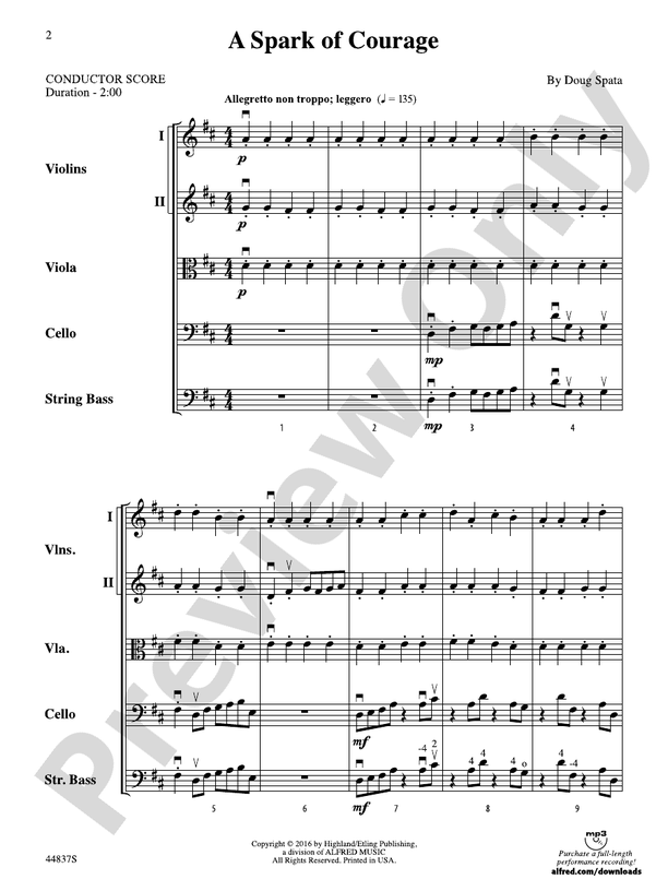 A Spark of Courage - String Orchestra Conductor Score & Parts (Digital Download)