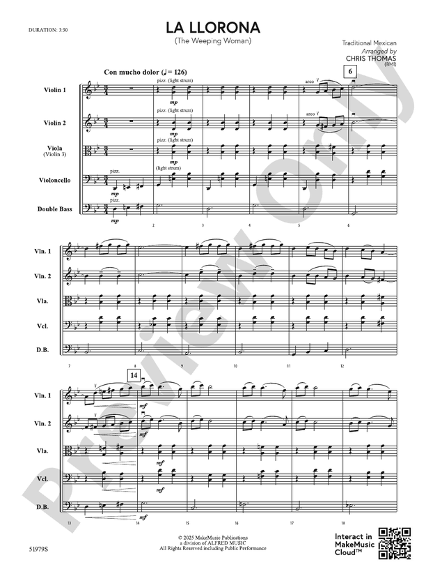 La Llorona - String Orchestra Conductor Score & Parts (Digital Download)