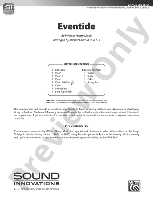 Eventide - String Orchestra Conductor Score & Parts (Digital Download)