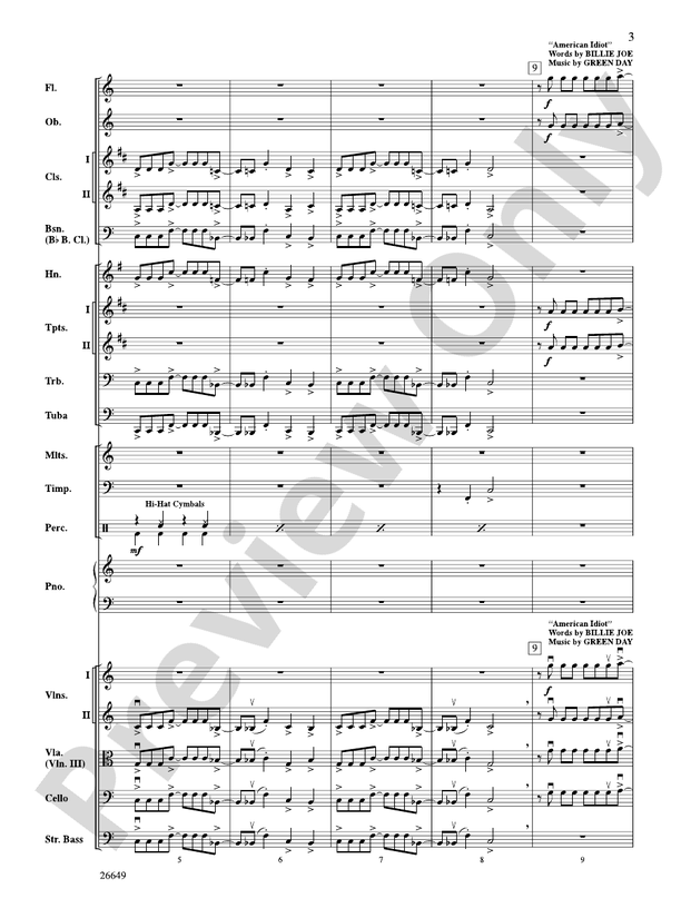 The Best of Green Day – Full Orchestra Conductor Score & Parts (Digital Download)