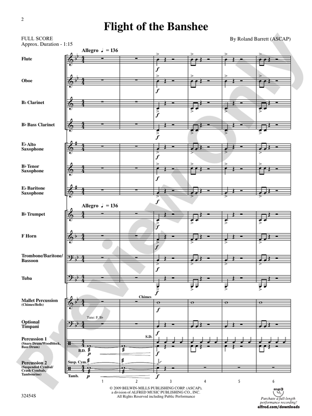 Flight of the Banshee - Concert Band Conductor Score & Parts (Digital Download)