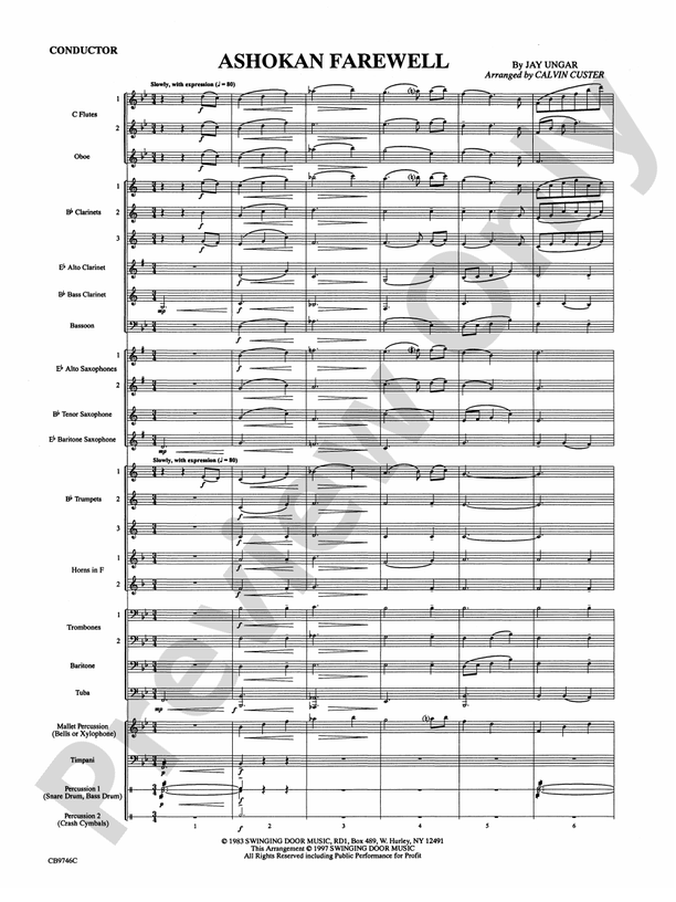 Ashokan Farewell (from The Civil War) - Concert Band Conductor Score & Parts (Digital Download)