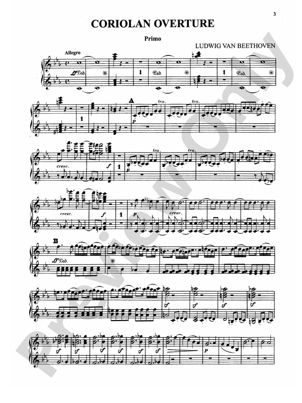 Beethoven - Overtures (Arranged) - 1 Piano, 4 Hands (Digital Download)