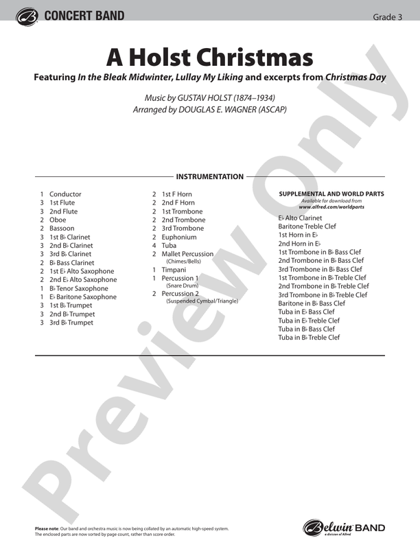 A Holst Christmas - Concert Band Conductor Score & Parts (Digital Download)