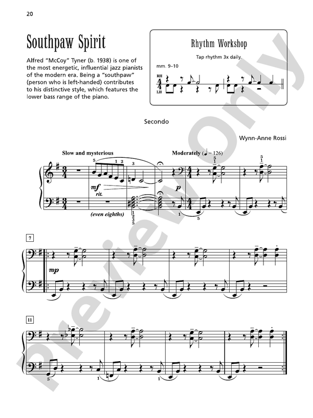 Southpaw Spirit - 1 Piano, 4 Hands (Digital Download)