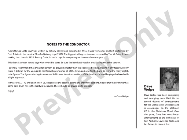 Something's Gotta Give - Jazz Ensemble Conductor Score & Parts(Digital Download)