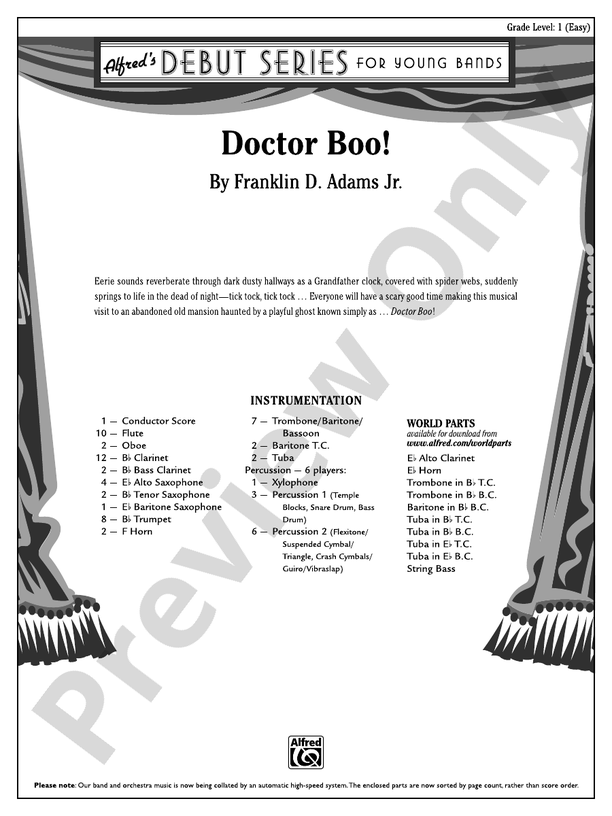 Doctor Boo! - Concert Band Conductor Score & Parts (Digital Download)