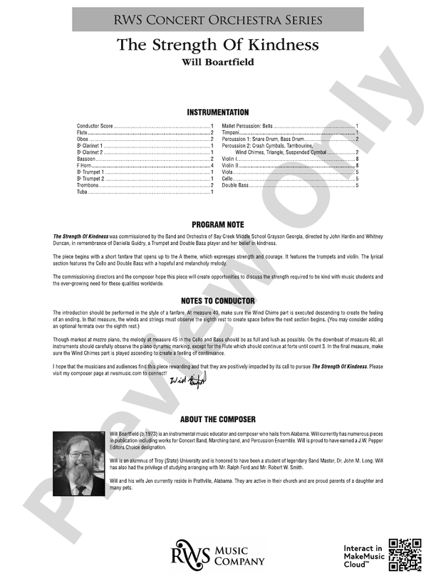 The Strength of Kindness - Full Orchestra Conductor Score & Parts (Digital Download)