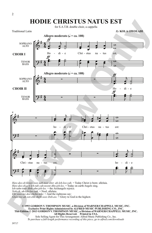 Hodie Christus Natus Est – SATB Choral Octavo (Digital Download)