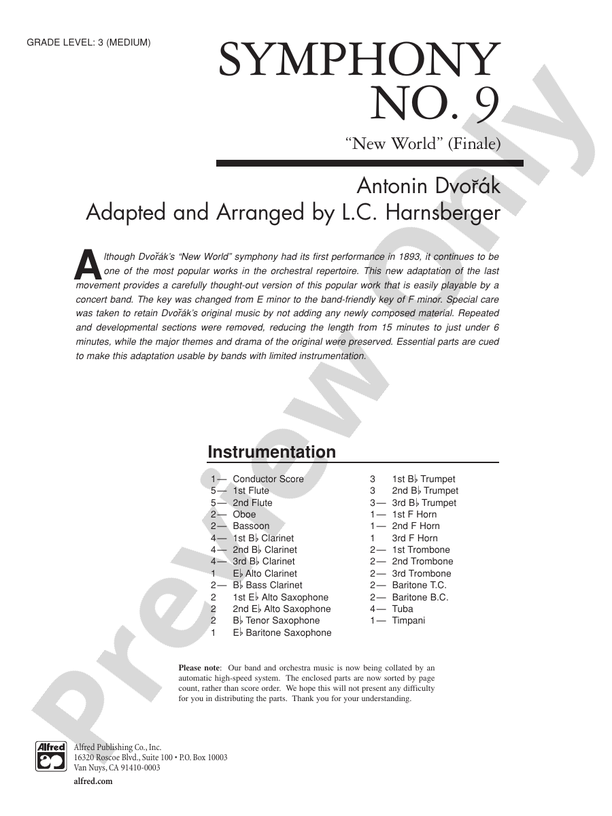 Symphony No. 9 "New World", Finale - Concert Band Conductor Score & Parts (Digital Download)
