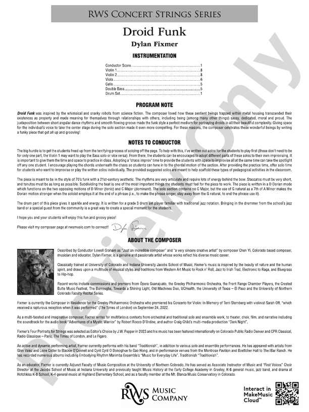 Droid Funk - String Orchestra Conductor Score & Parts (Digital Download)