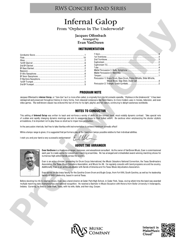 Infernal Galop - From Orpheus in the Underworld (RWS Concert Band) - Concert Band Conductor Score & Parts (Digital Download)