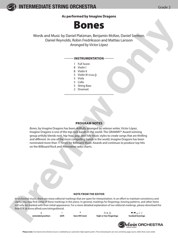 Bones - String Orchestra Conductor Score & Parts (Digital Download)