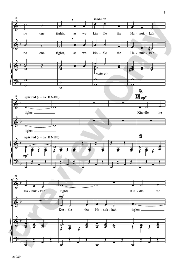 Kindle the Hanukkah Lights – 2-Part Choral Octavo (Digital Download)