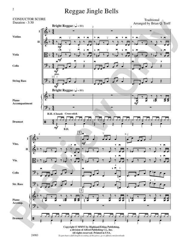 Reggae Jingle Bells – String Orchestra Conductor Score & Parts (Digital Download)