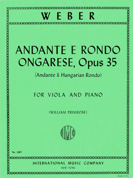 Weber - Andante & Rondo Ongarese Op35 - Viola/Piano Accompaniment IMC IMC1867