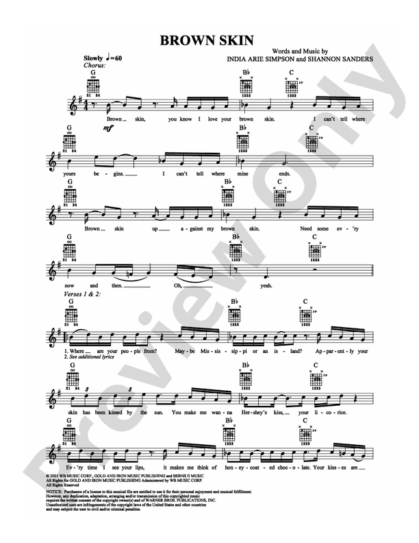 Brown Skin - Easy Guitar (Digital Download)