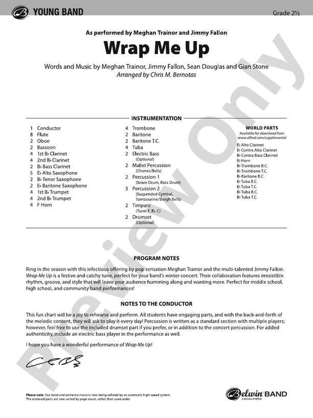 Wrap Me Up - Concert Band Conductor Score & Parts(Digital Download)