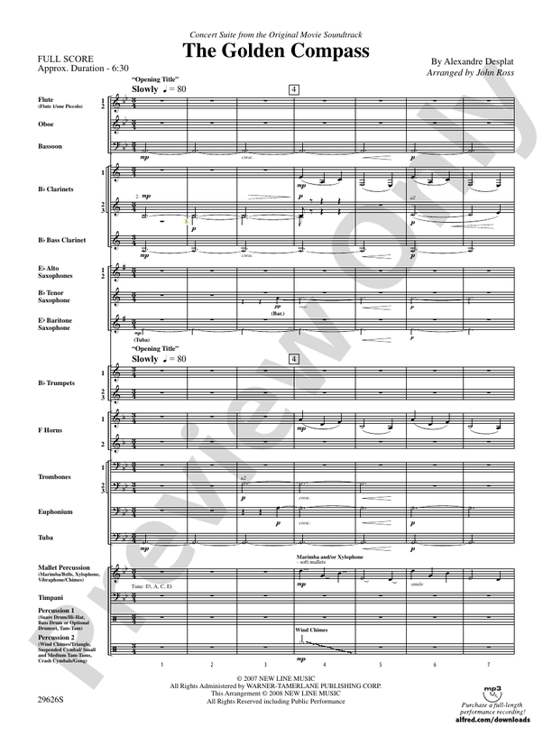 The Golden Compass - Concert Band Conductor Score & Parts (Digital Download)