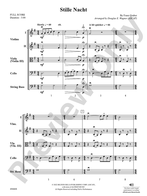 Stille Nacht - String Orchestra Conductor Score & Parts (Digital Download)