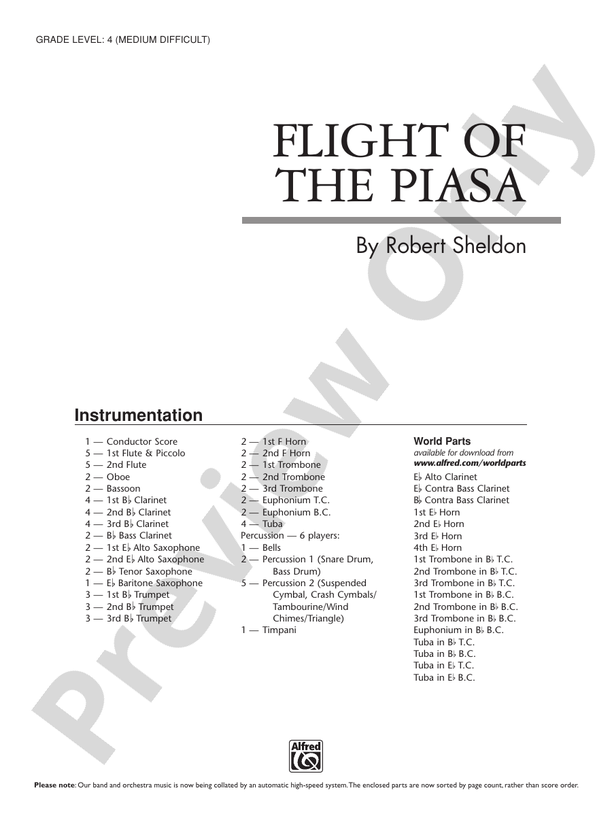 Flight of the Piasa - Concert Band Conductor Score & Parts (Digital Download)