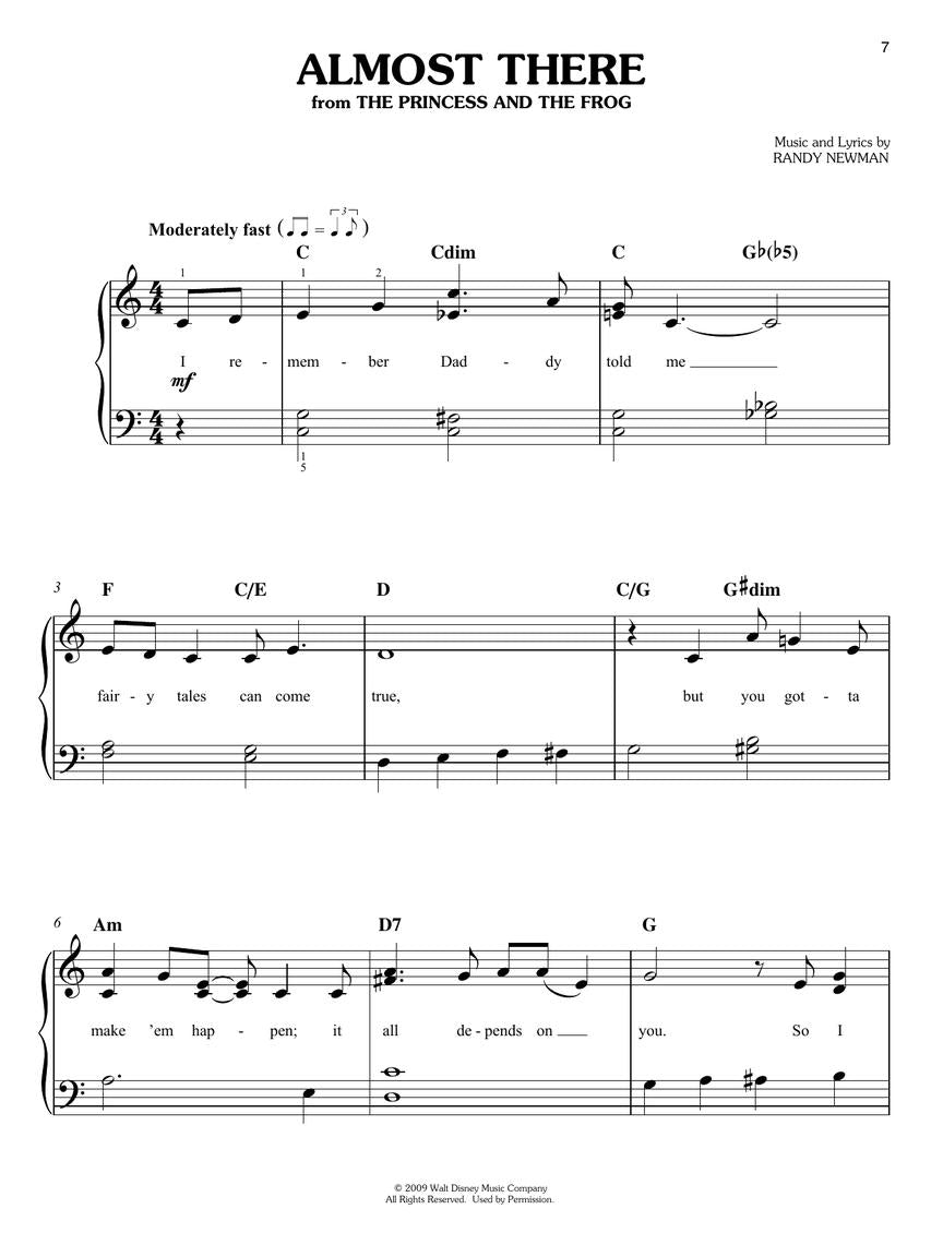 Disney Songs in Easy Keys - Easy Piano - Hal Leonard