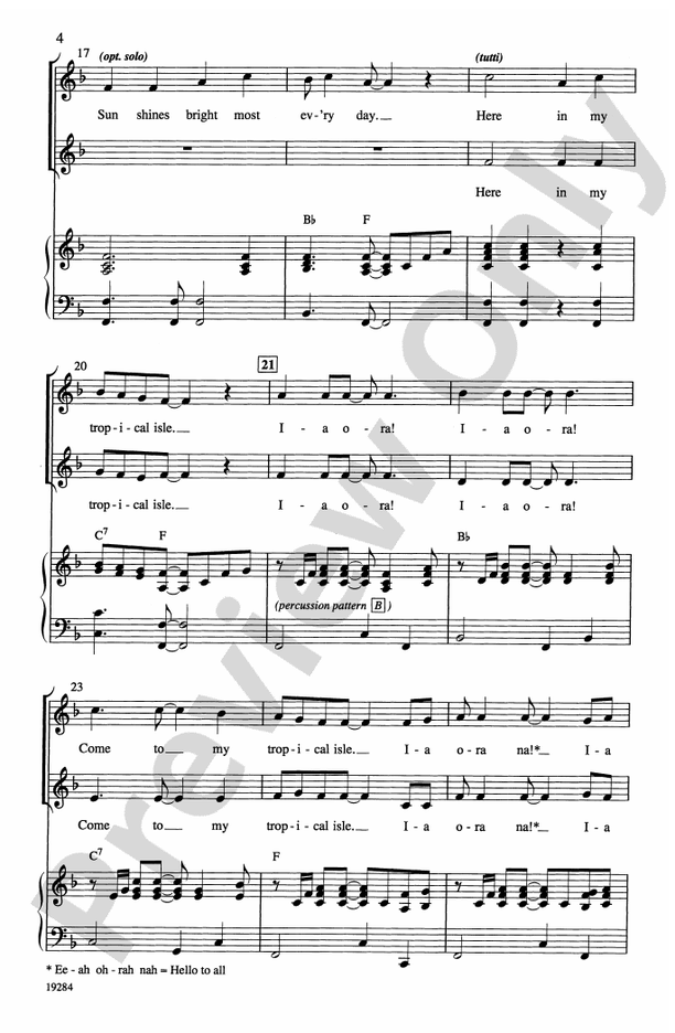 Ia Ora! (Tahitian for "Hello") – 2-Part Choral Octavo (Digital Download)