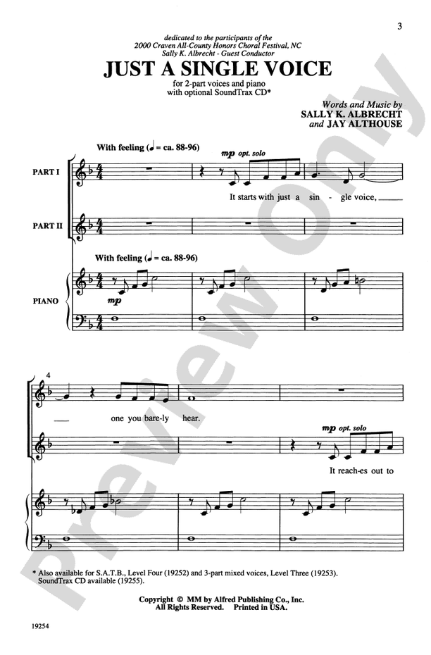 Just a Single Voice – 2-Part Choral Octavo (Digital Download)