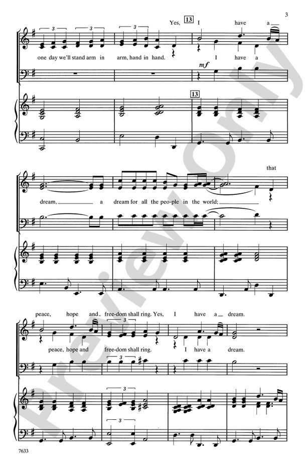 I Have a Dream – 3-Part Mixed, etc. Choral Octavo (Digital Download)