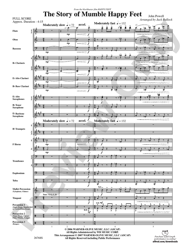 The Story of Mumble Happy Feet - Concert Band Conductor Score & Parts (Digital Download)