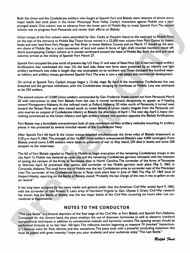 The Last Battle - Concert Band Conductor Score & Parts (Digital Download)